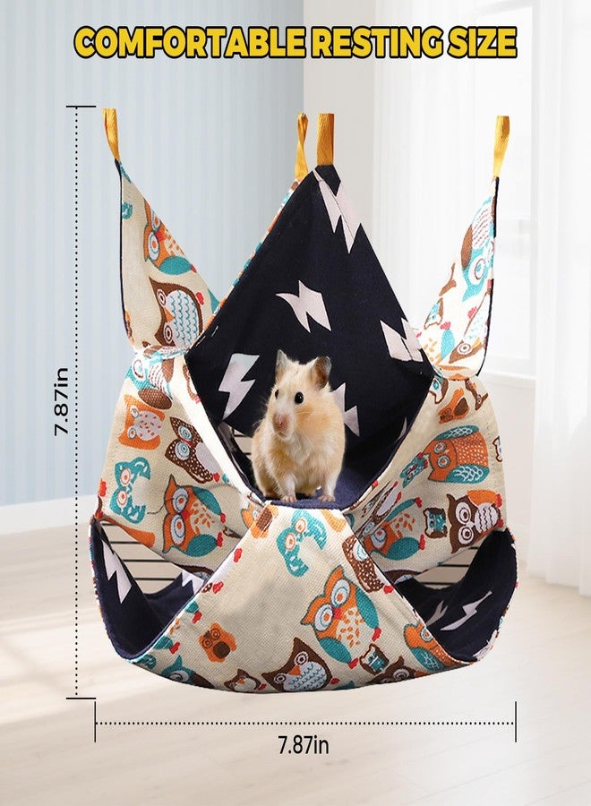 DINTSTYLE 2Pcs 3-Tier Small Guinea Pig Rat Hammock Guinea Pig Hamster Ferret Hanging Hammock Toys Bed，for Small Animals Chinchilla Parrot Sugar Glider Ferret（Canvas and Velvet 7.9×7.9in,Bear） - Image 2
